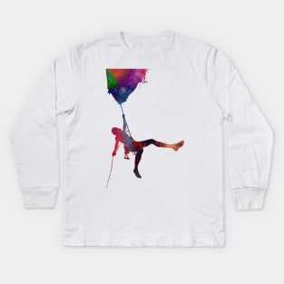 mountaineer climbing sport art #mountaineer #climbing Kids Long Sleeve T-Shirt